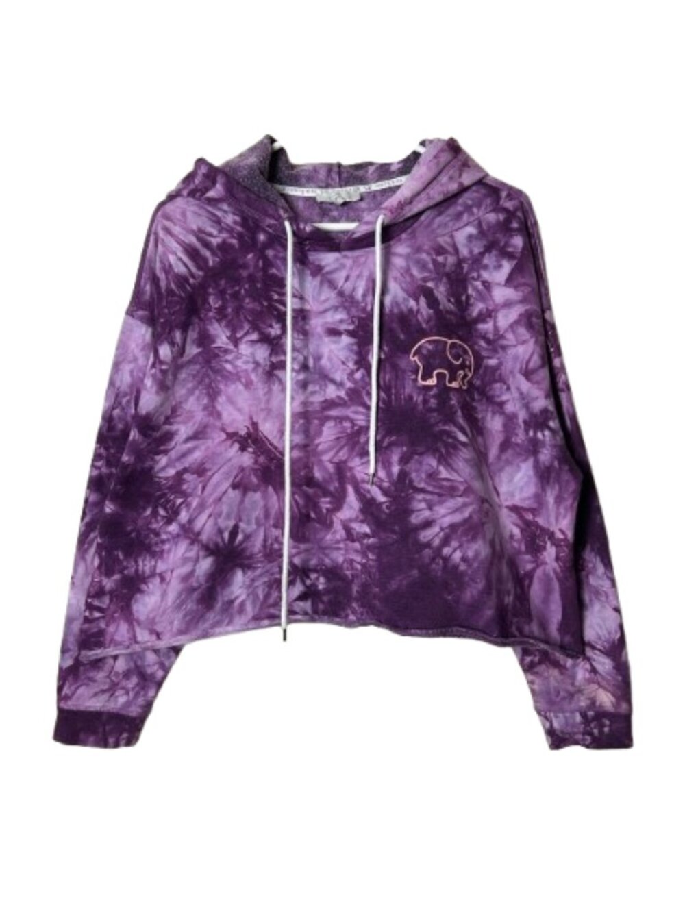 Ivory Ella purple tie dye cropped hoodie womens L front back logo